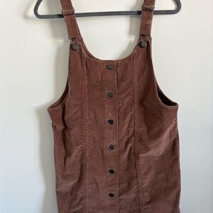 Celebrity Pink Brown Corduroy Mini Pinafore Dress